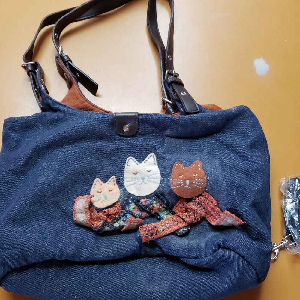 Woman's Denim purse with cats